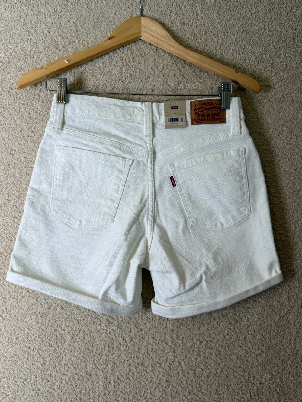 Levi's White Women's Mid-Length Jean Shorts - Picture 2 of 9